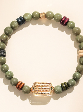 阿拉善白水晶五金经串珠手链女原创设计国风六字箴言转运珠手串