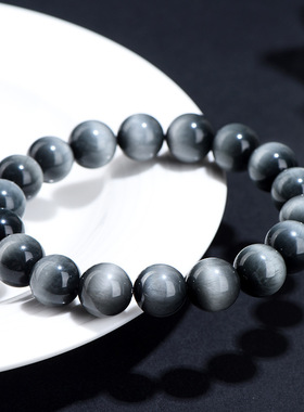 久雅水晶 天然鹰眼石手链 灰色虎眼石散珠 DIY饰品配件 厂家直销