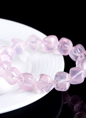 久雅水晶 天然星光粉水晶糖豆散珠 甜美粉水晶随形石 厂家直销