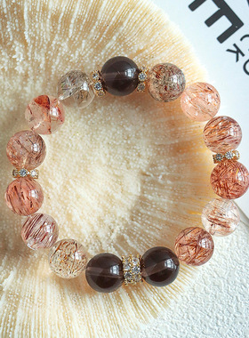 【金霸主】天然黑金超七水晶串珠手链女时尚小红书爆款水晶手串