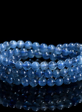 久雅水晶 天然冰种魔鬼蓝海蓝宝多圈手链 海蓝宝三圈圆珠手串批发