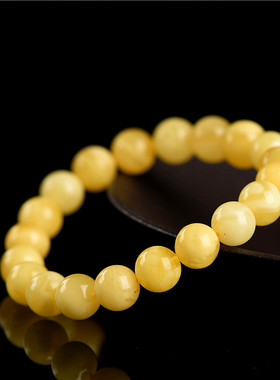 久雅水晶 天然蜜蜡手链 满蜜金绞蜜蜜蜡圆珠手串 百花蜜蜜蜡手环