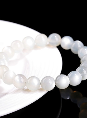 久雅水晶 天然7A级白月光圆珠手链 白色月光散珠手串 厂家直销