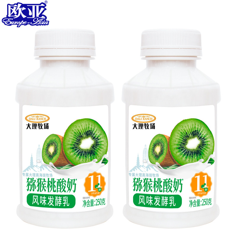 【日期新鲜】欧亚大理牧场低温猕猴桃酸奶250g*12瓶乳制品,淘宝优惠券,粉丝福利购,淘宝优惠卷