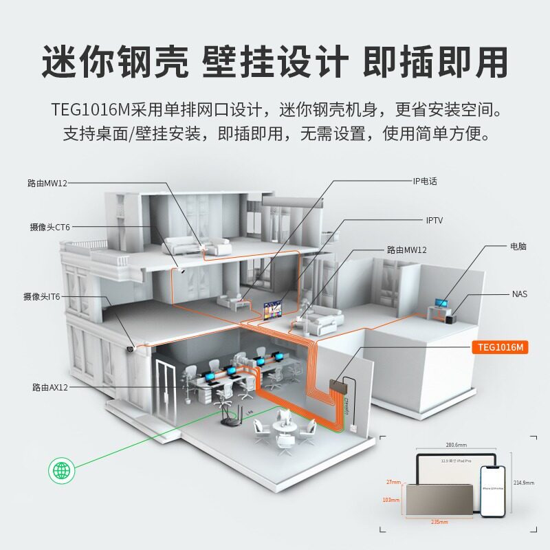 【急速发货】腾达5口8口16口24口交换机全千兆桌面可上机架监控分线器办企业商户监控端口防雷网络集线器网线