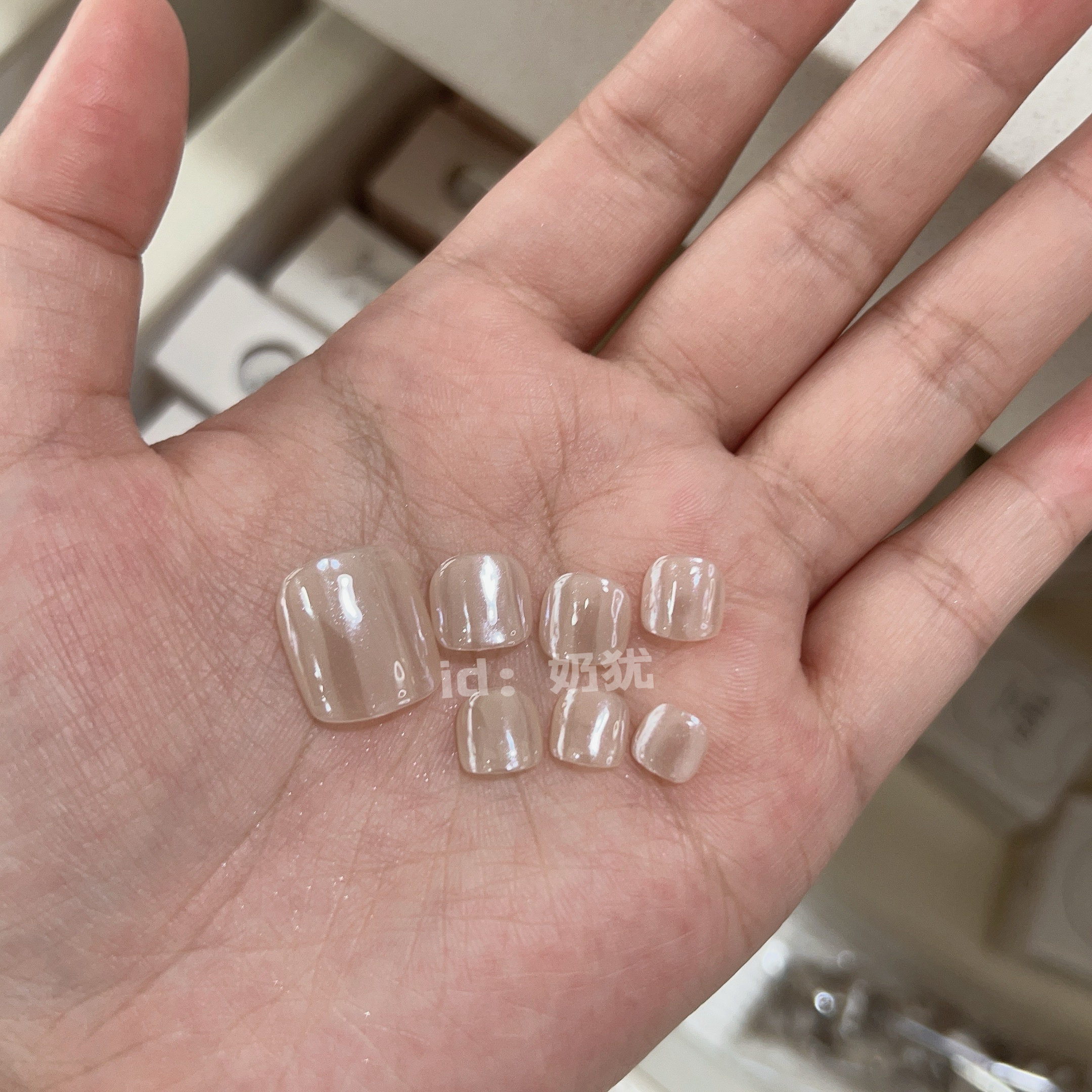 【天空之镜】14片高品质海莉珍珠贝母脚趾甲穿戴甲美甲贴片成品,淘宝优惠券,粉丝福利购,淘宝优惠卷