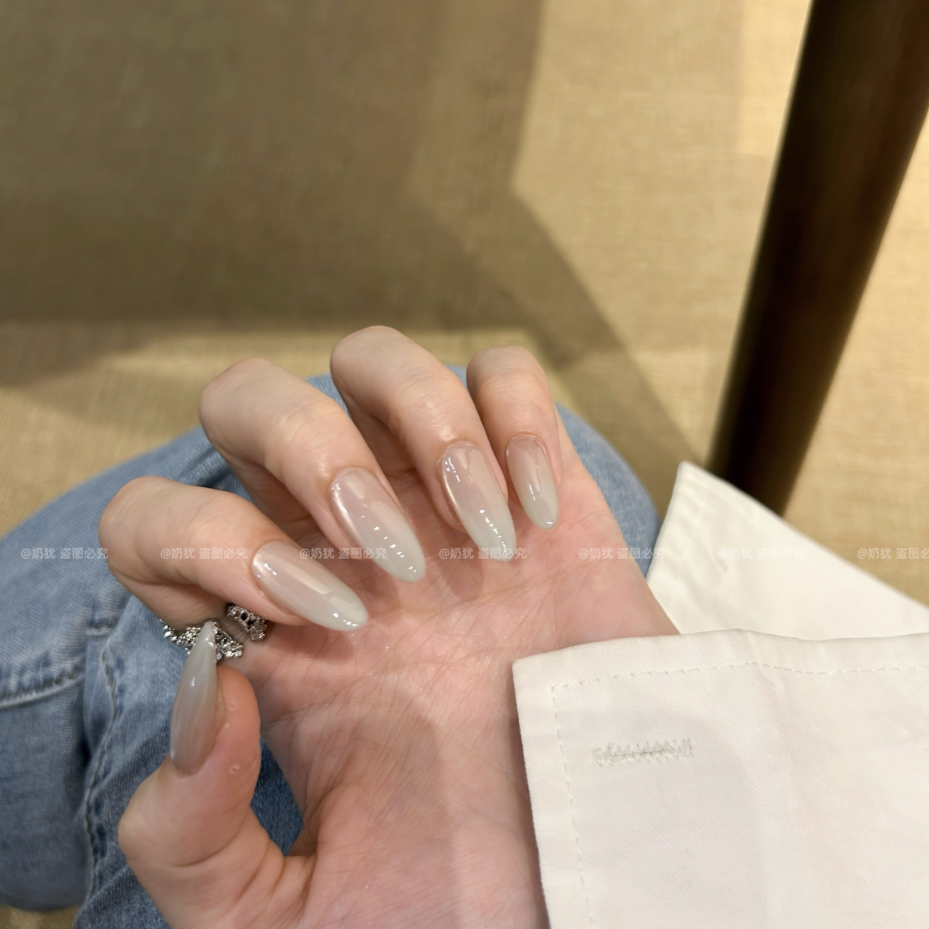 【海盐夏沫】夏日冰凉清新冰透蓝渐变纯手工穿戴甲水润显白美甲,淘宝优惠券,粉丝福利购,淘宝优惠卷