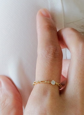 日本代购ginza rim 单颗钻石 简约轻奢个性戒指女生时尚18K金指环