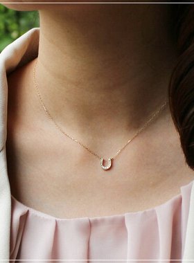 GinzaRim钻石项链18K金马蹄吊坠