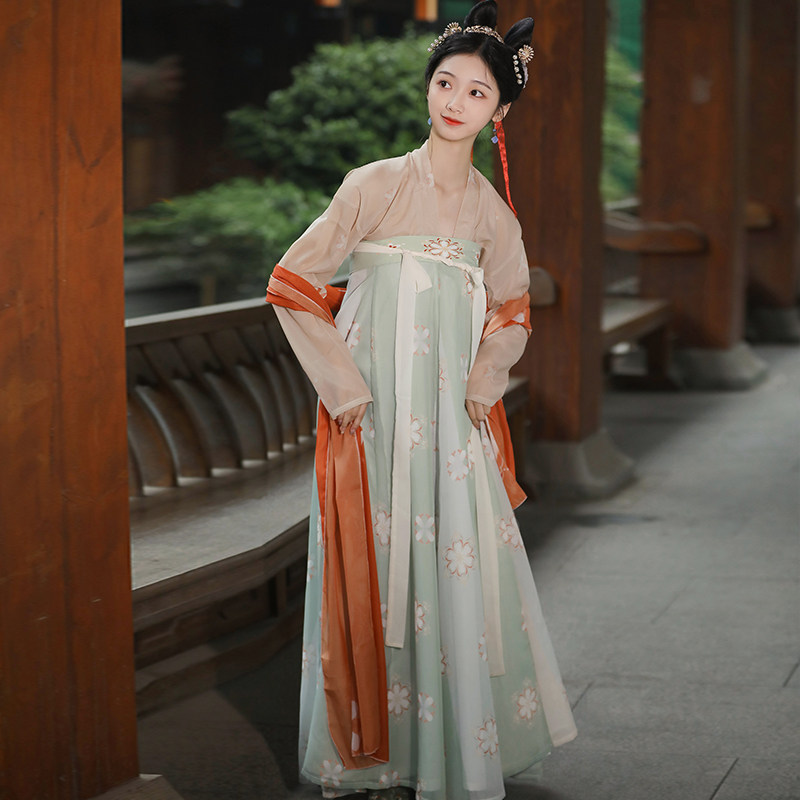 墨莉原创女【花琅】唐制对襟齐胸汉服 墨莉汉服