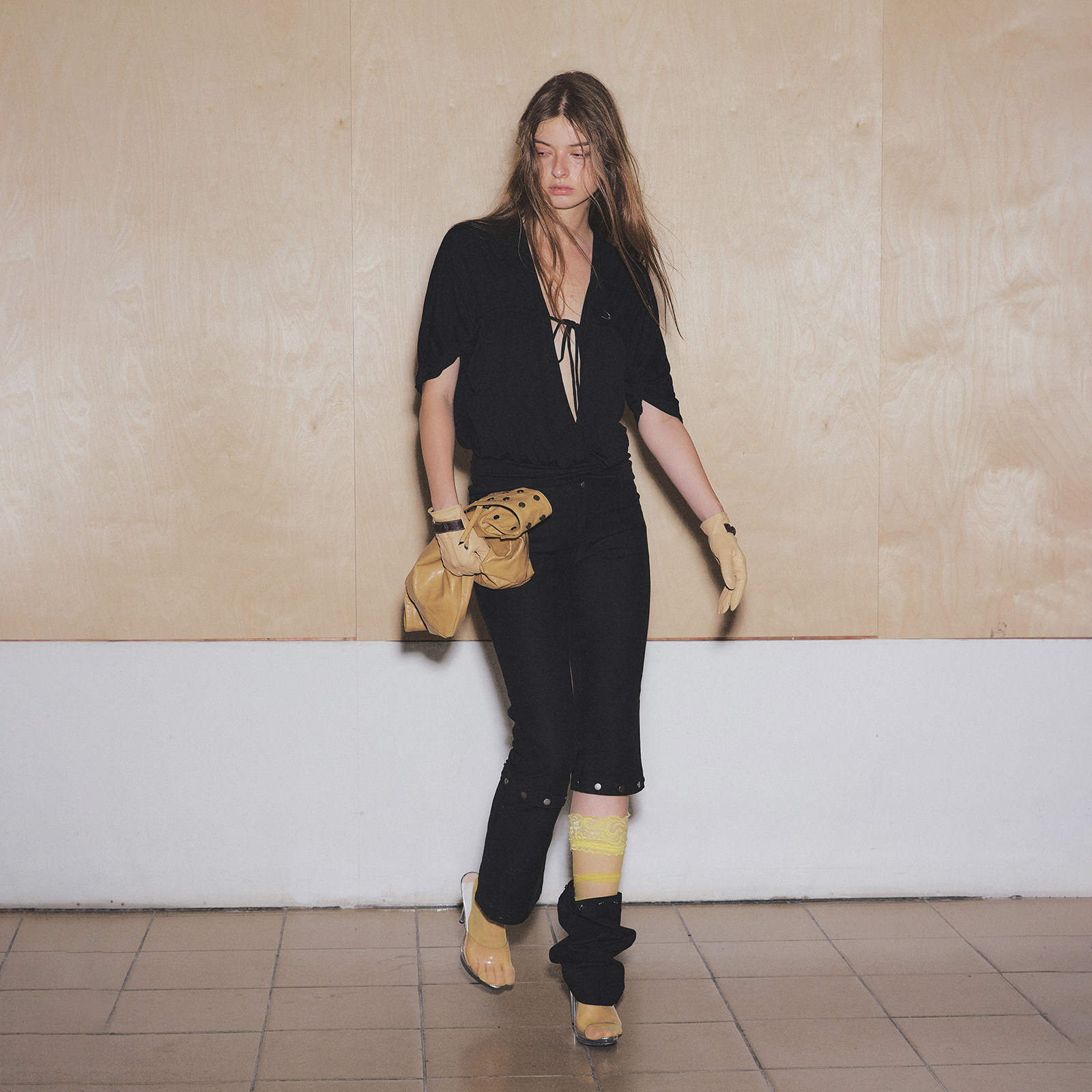 CLOUD WILD白云野边90S复古低腰拼接微喇牛仔裤女早秋休闲长裤子,淘宝优惠券,粉丝福利购,淘宝优惠卷