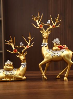 招财鹿摆件创意家居装饰品室内客厅酒柜电视柜玄关房间布置摆设