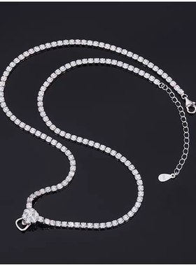 高定满锆石项链万能链条毛衣链子进口合成立方氧化锆高级感