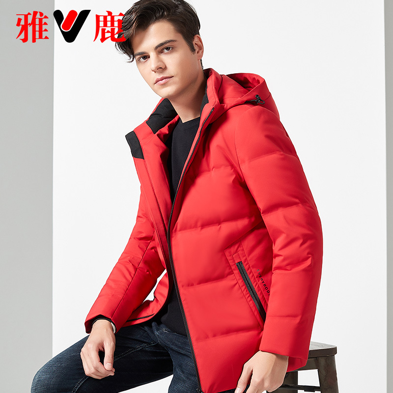 雅鹿 新款羽绒服男潮中长款加厚冬季连帽反季清仓帅气外套潮流 2019 雅鹿 新款羽绒服男潮中长款加厚冬季连帽反季清仓帅气外套潮流 2019