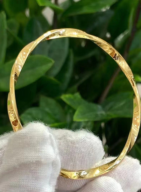 深圳水贝莫比乌斯黄金手镯空心亮面足金999金镯子半实心手环送礼