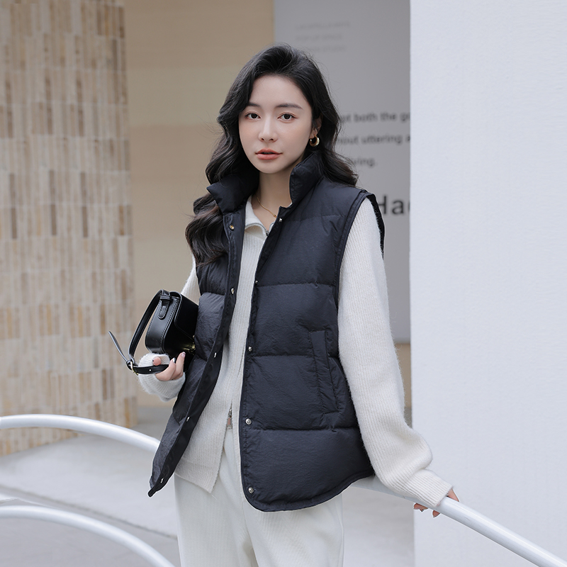 韩版羽绒马甲女外穿2024年新秋冬短款立领肌理感小个子保暖马夹潮_阔以原创服饰_女装/女士精品-第5张图片-提都小院