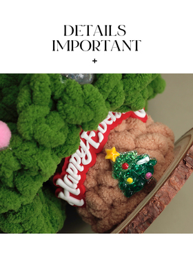 AMNN猫咪蝴蝶结毛线圣诞树摆件