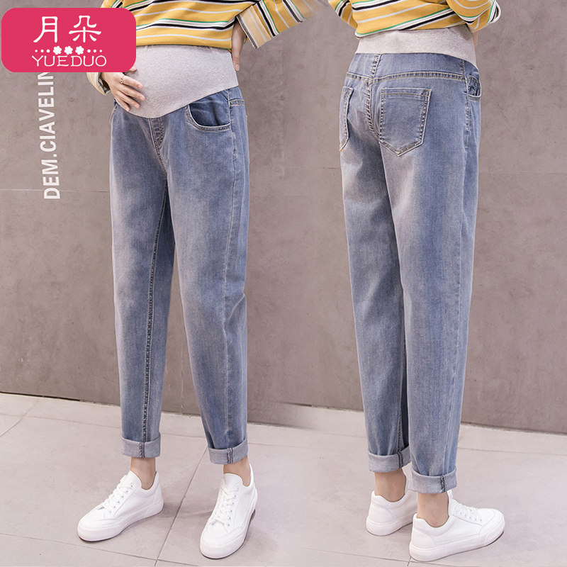 孕妇秋装2020秋季新款老爹潮牛仔裤 月朵孕妇打底裤