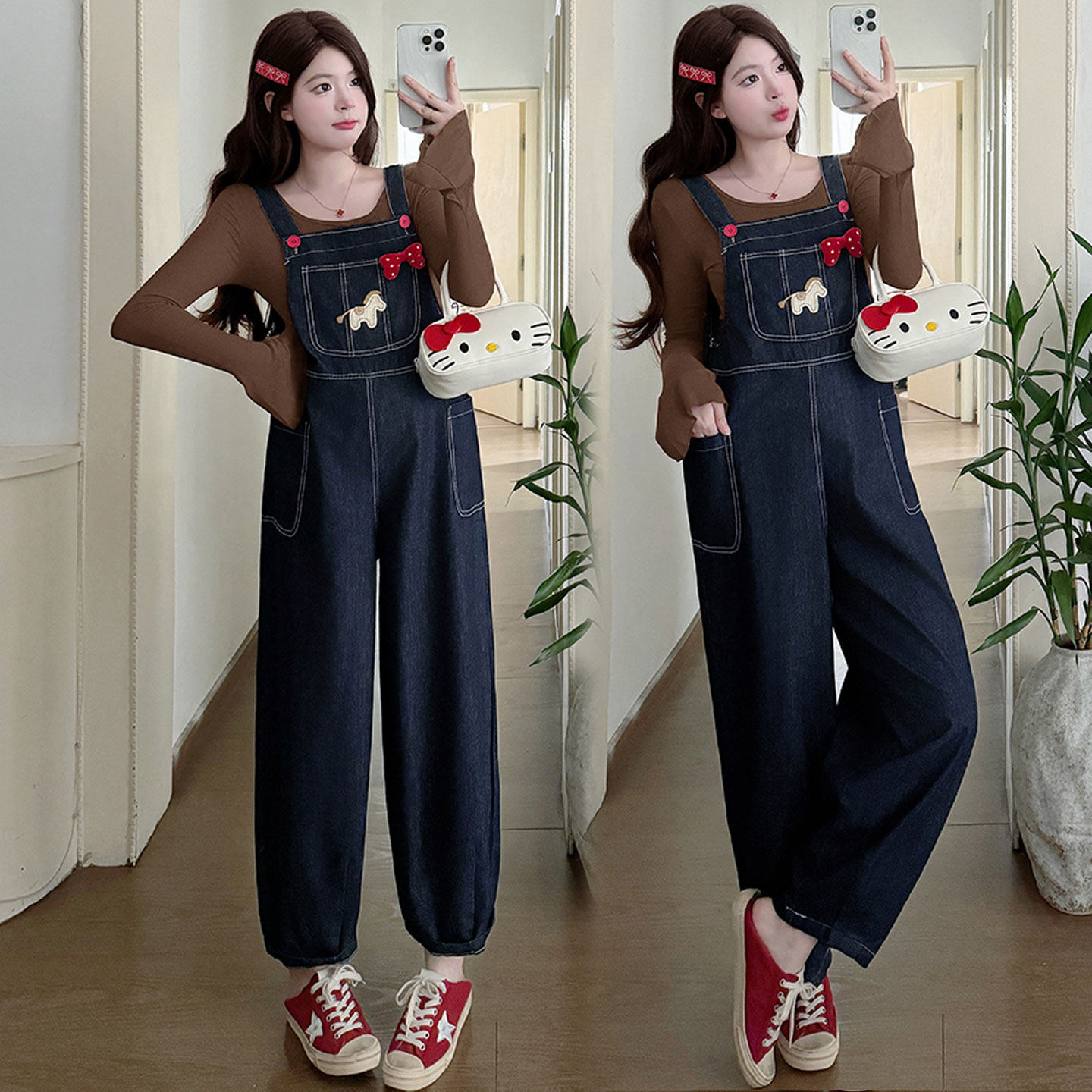 孕妇背带裤套装2026春装新款可爱小清新孕妇装外穿牛仔吊带裤子女,淘宝优惠券,粉丝福利购,淘宝优惠卷