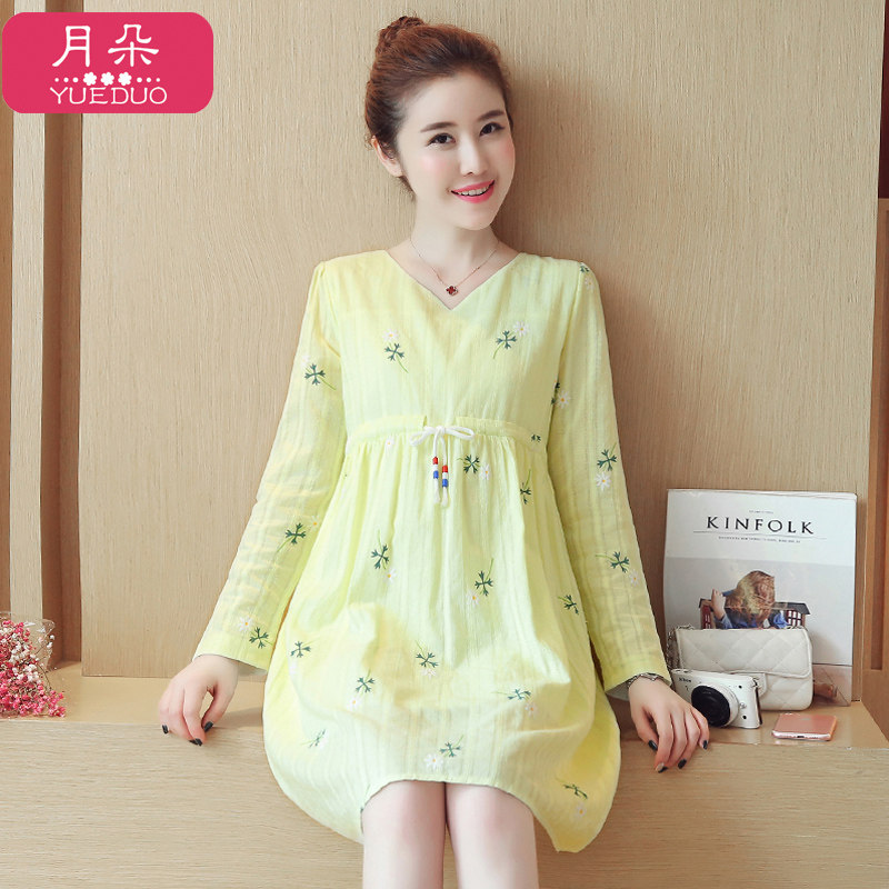 孕妇2020秋装新款潮妈时尚款连衣裙 月朵连衣裙