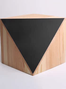 创意摆件桌面饰品配饰切面多面体木摆件色块切面体