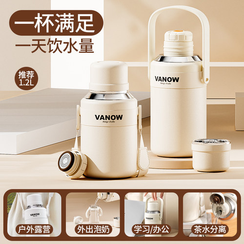 Vanow保温杯大号大容量女士2025新款水杯子婴儿冲奶外出携带水壶-图1