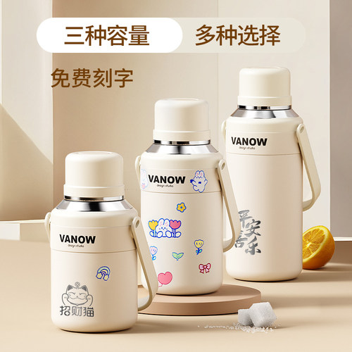 Vanow保温杯大号大容量女士2025新款水杯子婴儿冲奶外出携带水壶-图3