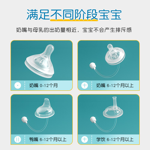 贝亲自然离乳奶嘴宽口径一体式鸭嘴带吸管通用学饮奶瓶配件转换头 - 图1