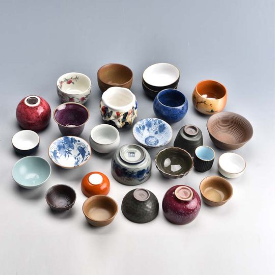 Pottery fans special clearance tea cup rough pottery hand-painted Ru kiln cup