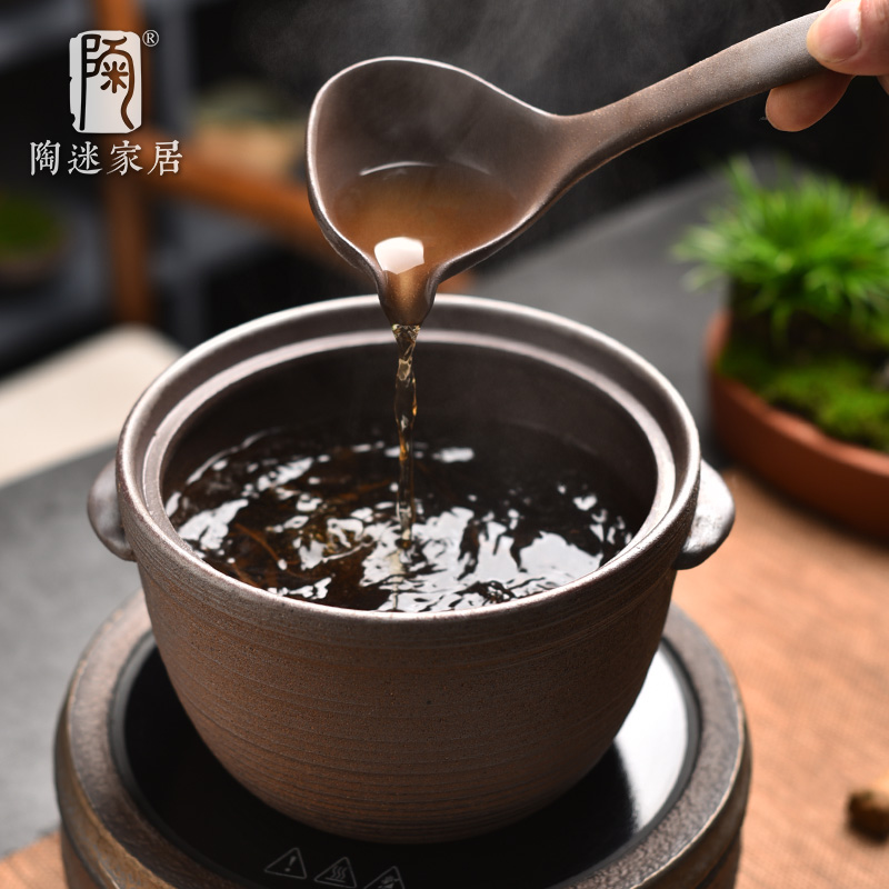 清仓煮茶器围炉煮茶电陶炉罐罐茶复古粗陶合壁炉大容量碗勺分茶器-图0