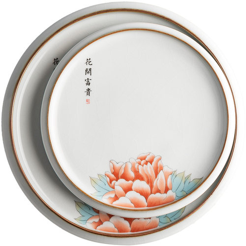 陶迷月白汝窑壶承开片可养陶瓷养壶垫干泡台功夫茶具配件大盖碗托 - 图0