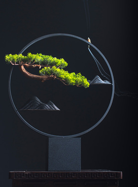 倒流香红枫叶禅意风绿植迎客松