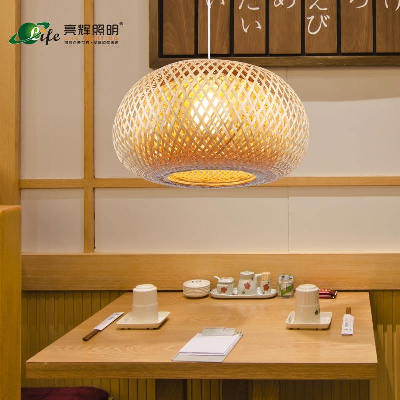 日式吊灯个性创意餐厅灯具中式田园竹编阳台饭店民宿包间鸟笼吊灯_虎窝淘