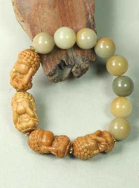 菩提子檀木四不佛手链文玩手串