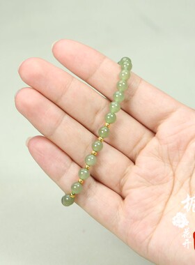 天然和田玉A货晴水绿转运珠手链
