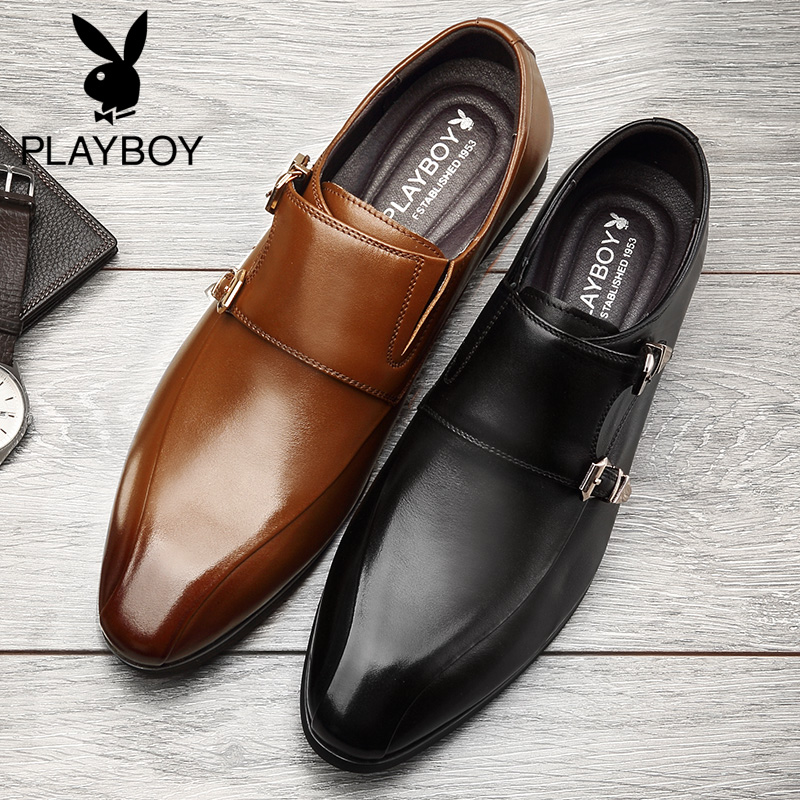 playboy崇冠专卖店花花公子男鞋夏季商务正装皮鞋男真皮韩版潮流男士休闲鞋孟克鞋子3
