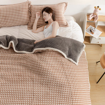 ຜ້າຫົ່ມລະດູຫນາວ coral fleece ຫນາ ຜ້າຫົ່ມຂະຫນາດນ້ອຍຫ້ອງການພັກຜ່ອນ nap blanket ເຄື່ອງປັບອາກາດ blanket sofa cover blanket