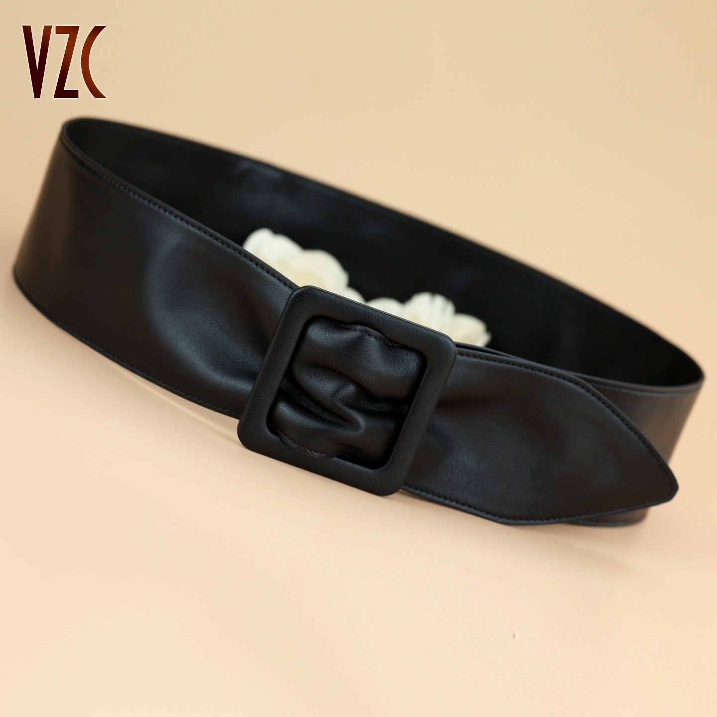 腰封女真皮软羊皮黑色简约百搭宽皮带装饰配西装裙毛衣大衣腰带