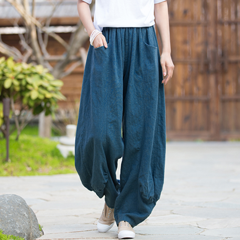 春夏女装新款复古文艺宽松棉麻阔腿裤灯笼裤太极瑜伽长裤休闲裤子,淘宝优惠券,粉丝福利购,淘宝优惠卷