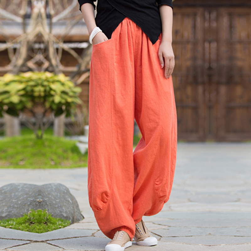 春夏女装新款复古文艺宽松棉麻阔腿裤灯笼裤太极瑜伽长裤休闲裤子,淘宝优惠券,粉丝福利购,淘宝优惠卷