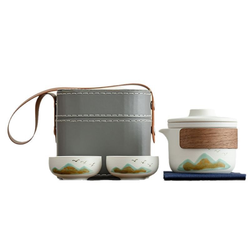 便携式旅行茶具小套装一壶二杯户外露营装备随身泡茶壶陶瓷快客杯,淘宝优惠券,粉丝福利购,淘宝优惠卷