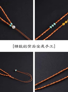 中国风橄榄核小竹节项链吊坠绳配链玉器挂绳毛衣链平安扣项链