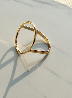 真金电镀保色几何戒指