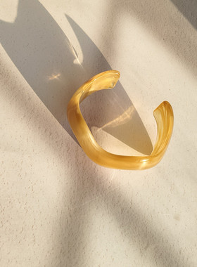 欧美饰品不规则波浪树脂亚克力开口手镯简约小众高级感手饰现货