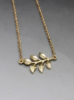 欧美饰品金色叶子项链