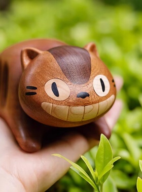 龙猫巴士实木儿童充电LED小夜灯