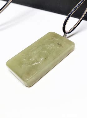 D1179# 天然和田玉黄口料佛公吊坠50.3*26.3*9.8mm 重34.65克