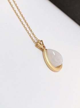 D89#天然蓝月光石拉长石镶嵌款水滴吊坠25*14.2*8.2mm 重量3.23克