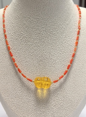 D1425# 天然原矿金绞蜜花生项链17*12mm 好事要发生锁骨链