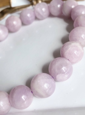 S24# 天然冰糯种带猫眼紫锂辉单圈手链 手串 9.5mm